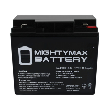 Mighty Max Battery 12-Volt 18 Ah F2 Terminal Rechargeable Sealed Lead Acid Battery ML18-12F2
